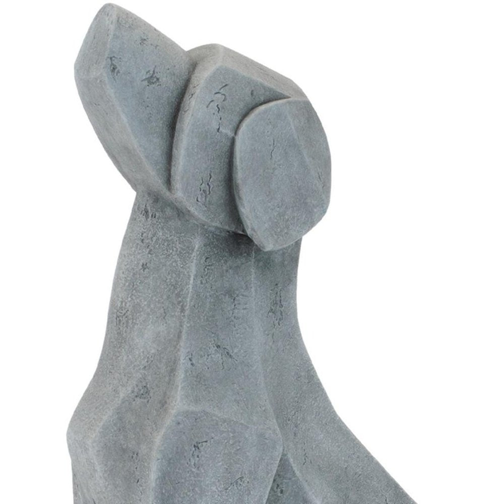 Set of Two Gray Polyresin Cat And Dog Figurines