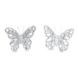 Set of Two White And Beige Polyresin Butterfly Tabletop Sculptures