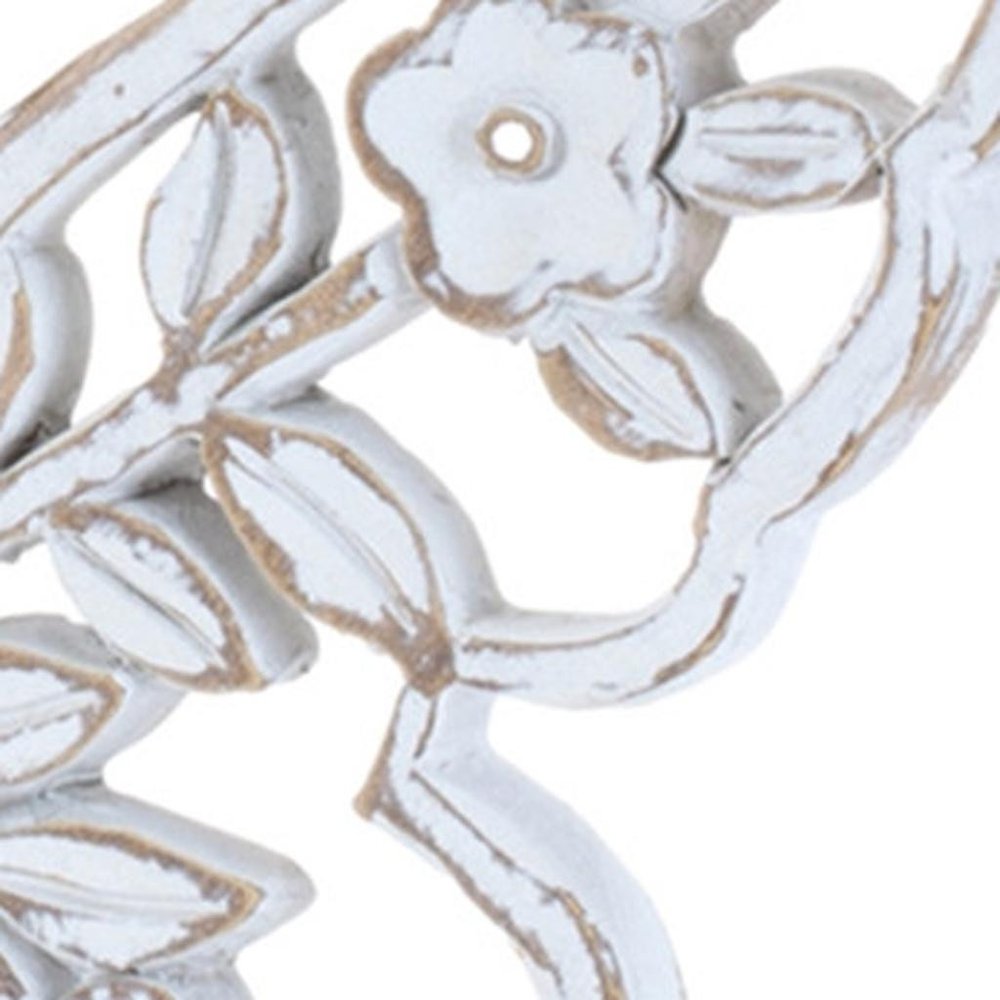 Set of Two White And Beige Polyresin Butterfly Tabletop Sculptures
