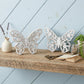 Set of Two White And Beige Polyresin Butterfly Tabletop Sculptures