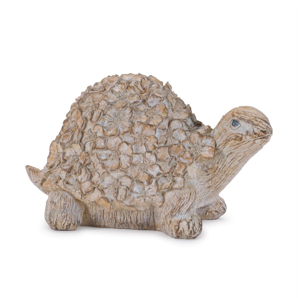 Set of Two Brown Polyresin Snail And Turtle Tabletop Sculptures
