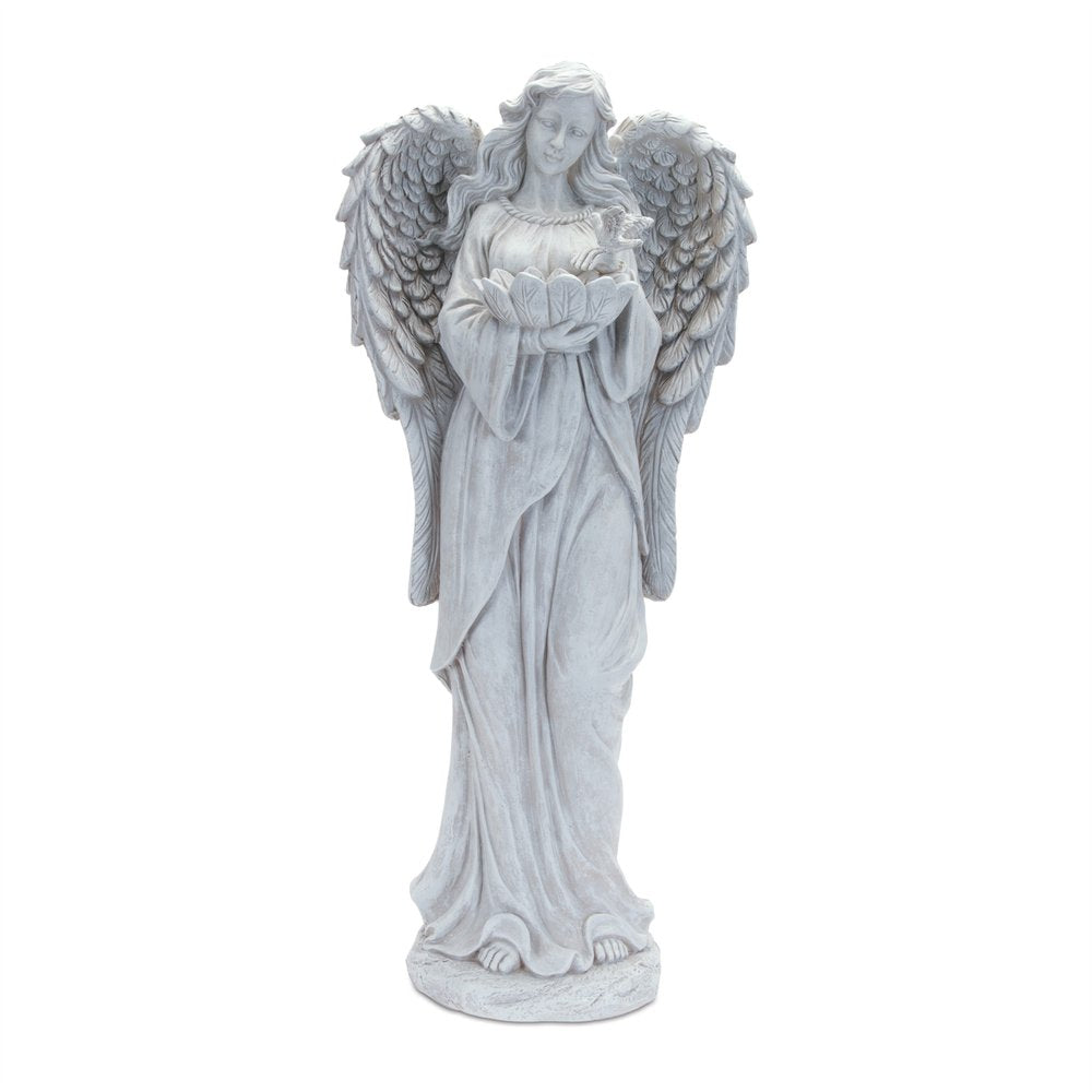 16" Gray Polyresin Angel Christmas Tabletop Sculpture