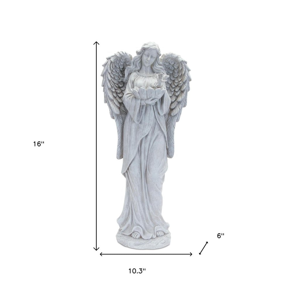 16" Gray Polyresin Angel Christmas Tabletop Sculpture
