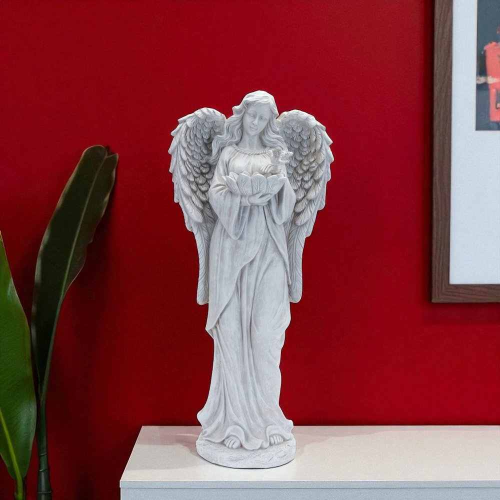 16" Gray Polyresin Angel Christmas Tabletop Sculpture