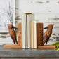 Set of Two Brown Wood Bird Decorative Bookends