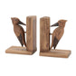 Set of Two Brown Wood Bird Decorative Bookends