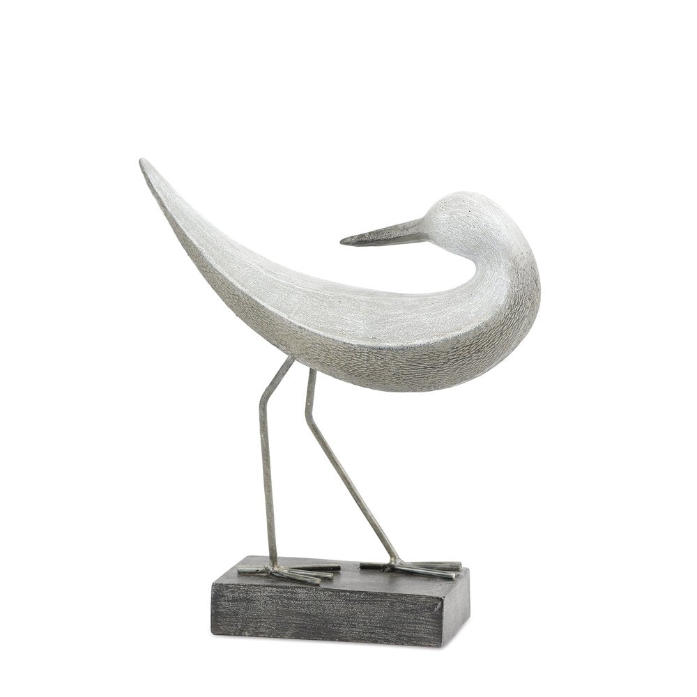 Set of Two White Polyresin Bird Figurine