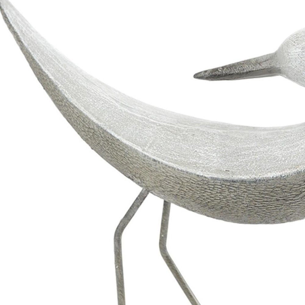 Set of Two White Polyresin Bird Figurine