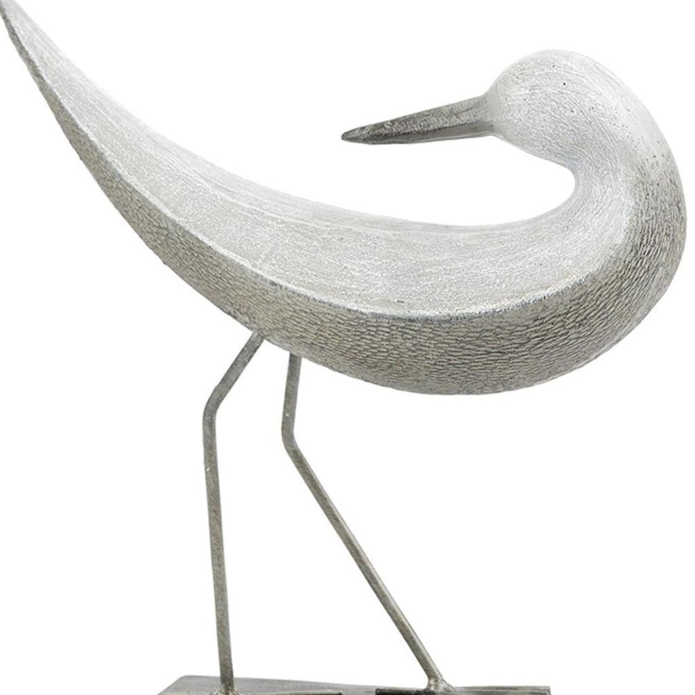 Set of Two White Polyresin Bird Figurine