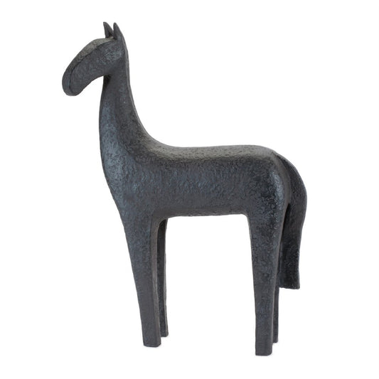 Set of Two Black Polyresin Horse Tabletop Sculpture