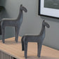 Set of Two Black Polyresin Horse Tabletop Sculpture