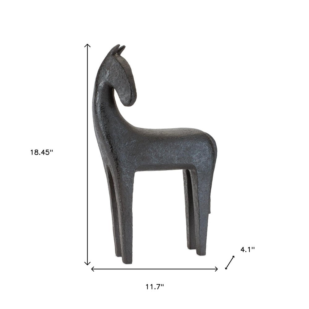Set of Two Black Polyresin Horse Tabletop Sculpture