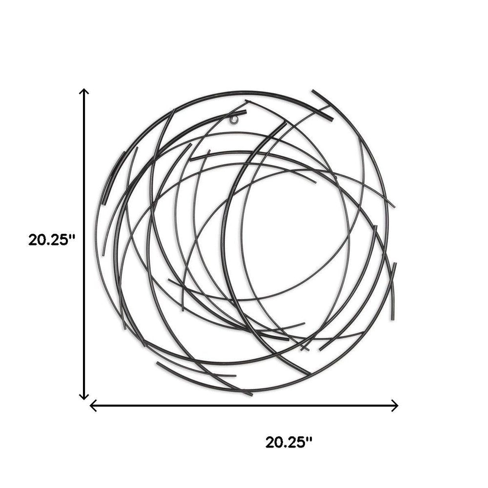 20" X 20" Black Abstract Metal Circle Hanging Dimensional Sculpture