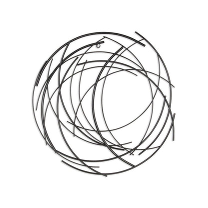 20" X 20" Black Abstract Metal Circle Hanging Dimensional Sculpture