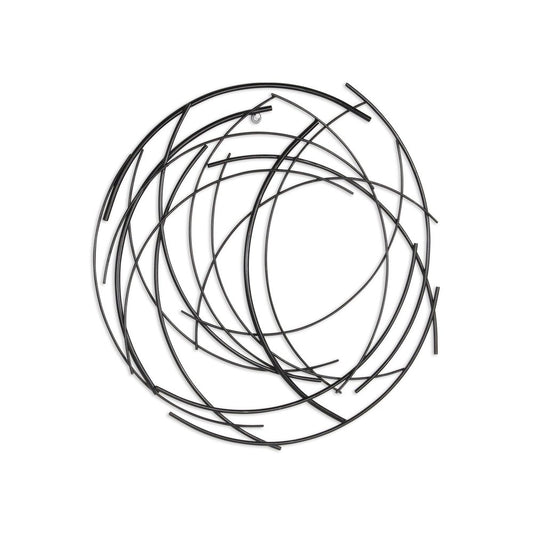 20" X 20" Black Abstract Metal Circle Hanging Dimensional Sculpture