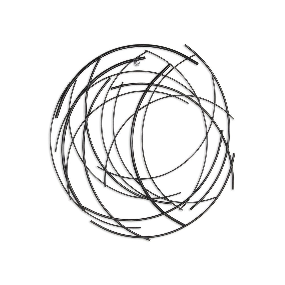 20" X 20" Black Abstract Metal Circle Hanging Dimensional Sculpture