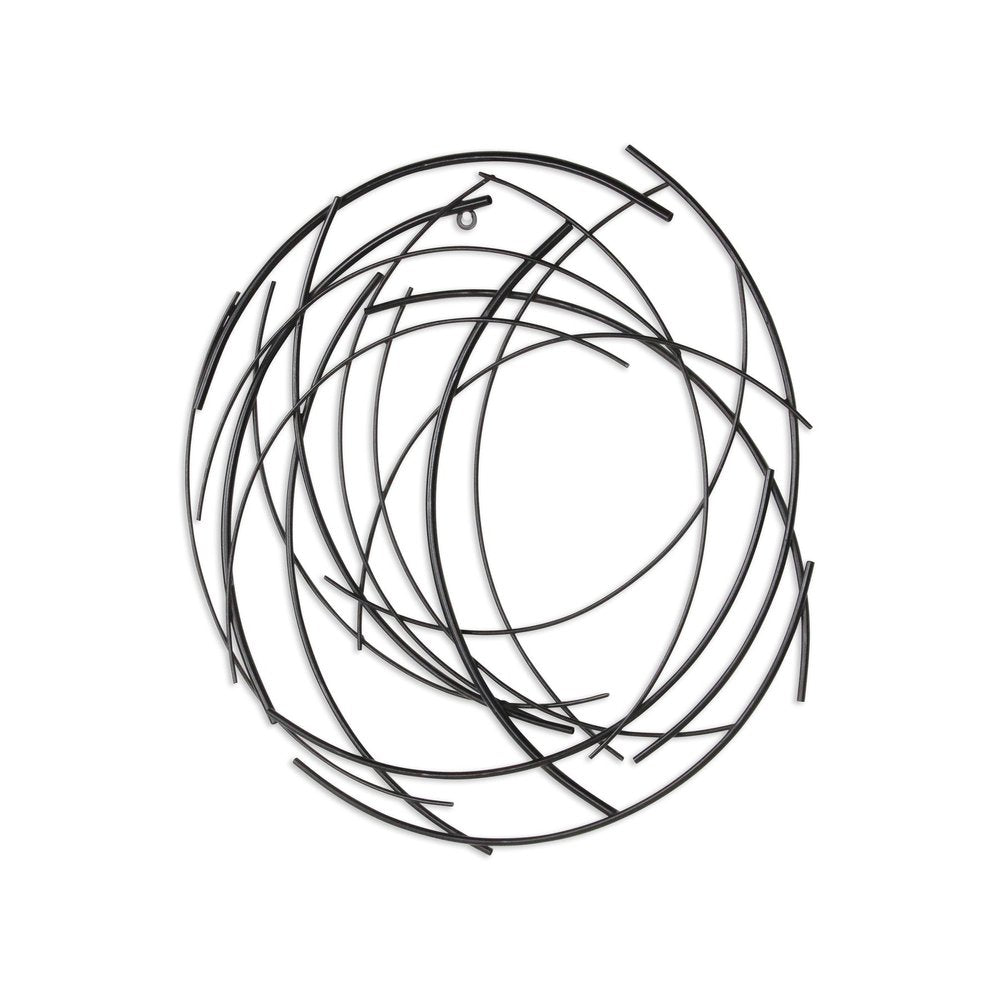 20" X 20" Black Abstract Metal Circle Hanging Dimensional Sculpture