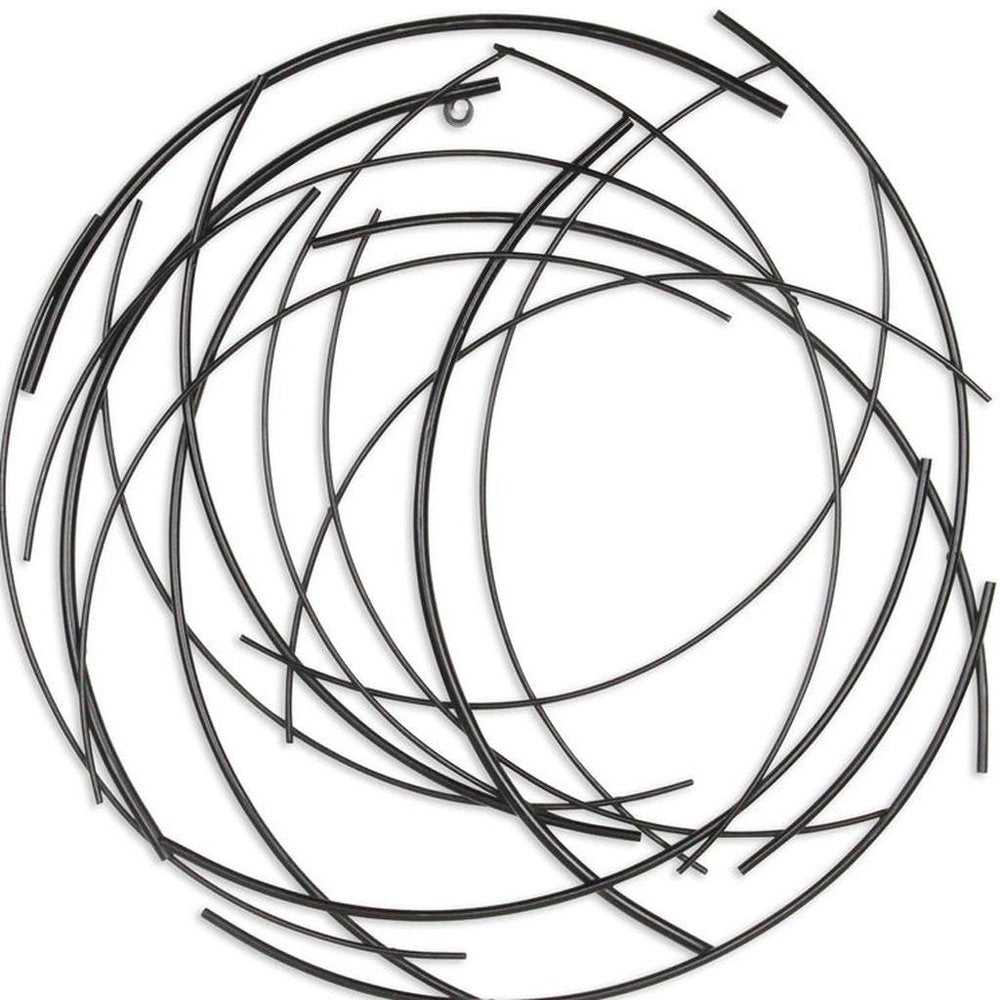 20" X 20" Black Abstract Metal Circle Hanging Dimensional Sculpture