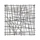 20" X 20" Black Abstract Lines Metal Square Hanging Dimensional Sculpture
