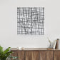 20" X 20" Black Abstract Lines Metal Square Hanging Dimensional Sculpture