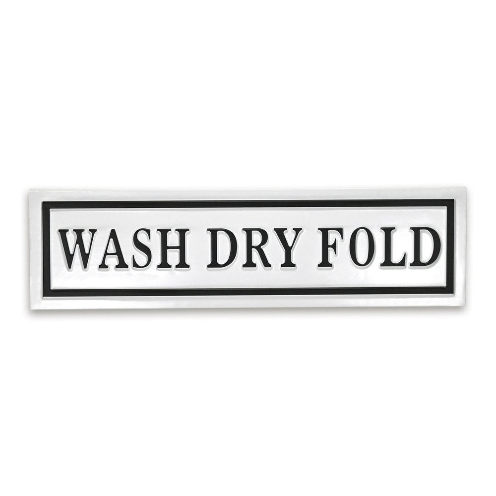 10" X 36" White And Black Wash Dry Fold Metal Wall Decor