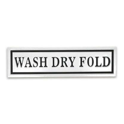 10" X 36" White And Black Wash Dry Fold Metal Wall Decor
