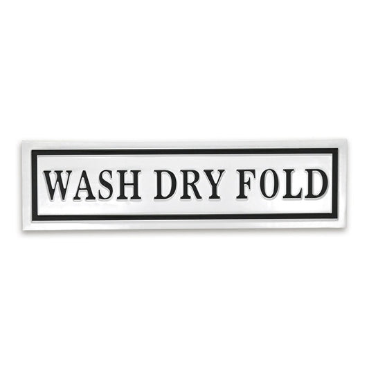 10" X 36" White And Black Wash Dry Fold Metal Wall Decor