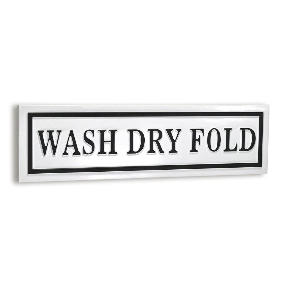 10" X 36" White And Black Wash Dry Fold Metal Wall Decor