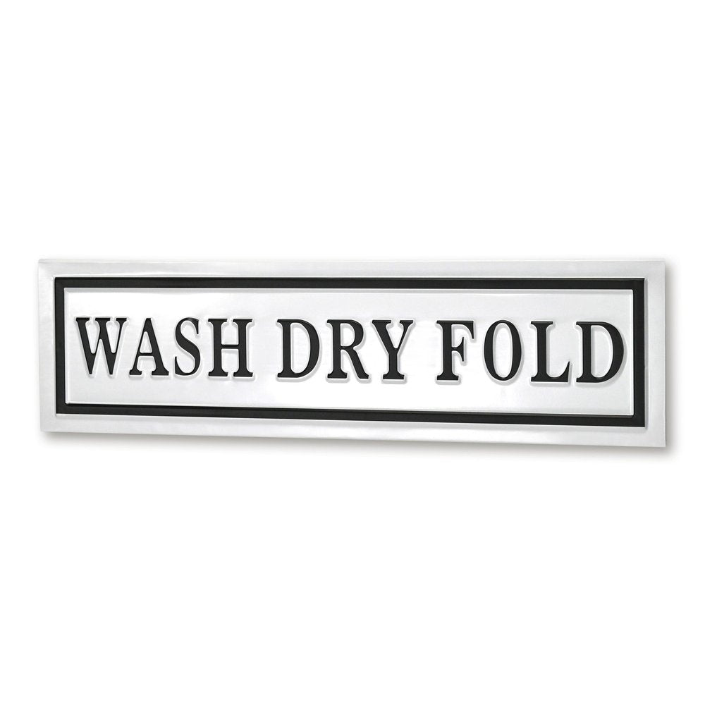 10" X 36" White And Black Wash Dry Fold Metal Wall Decor