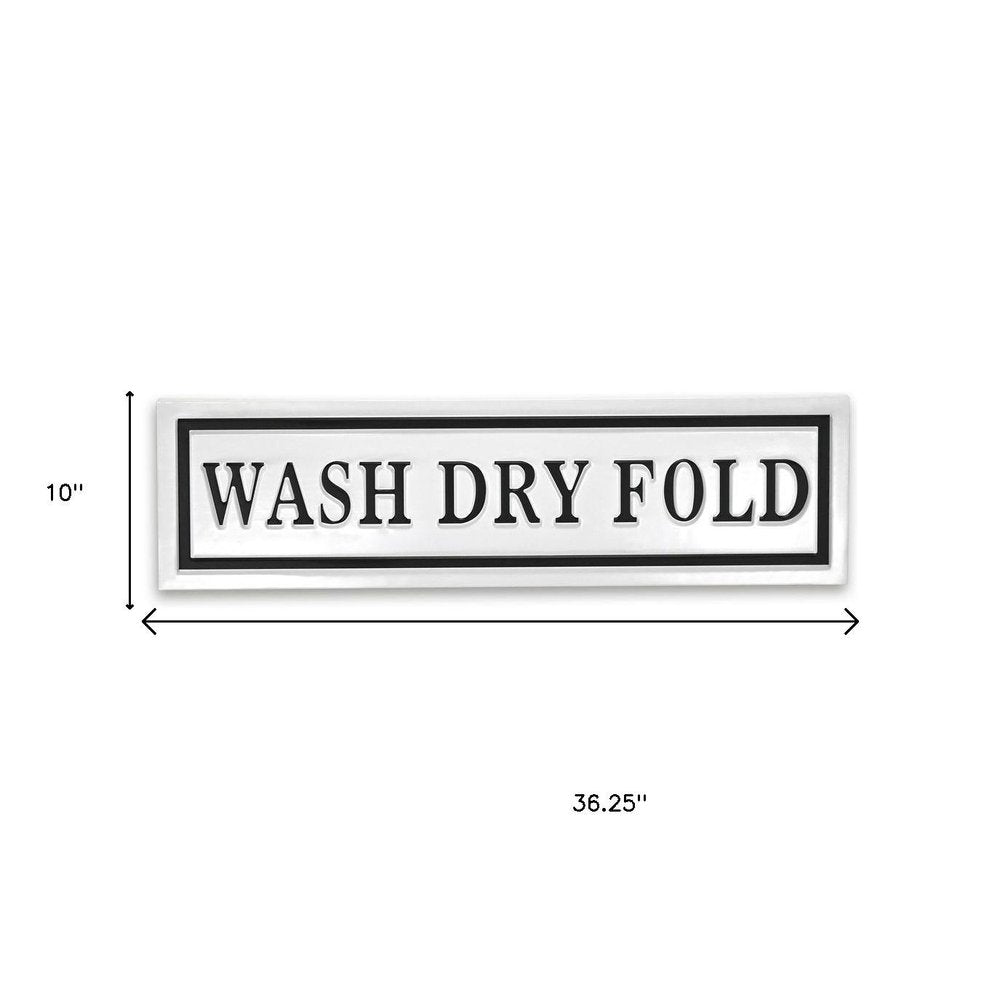 10" X 36" White And Black Wash Dry Fold Metal Wall Decor