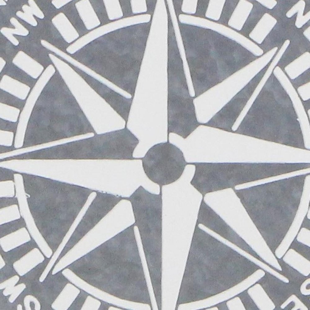 17" X 17" Gray Compass Galvanized Metal And Wood Square Framed Art