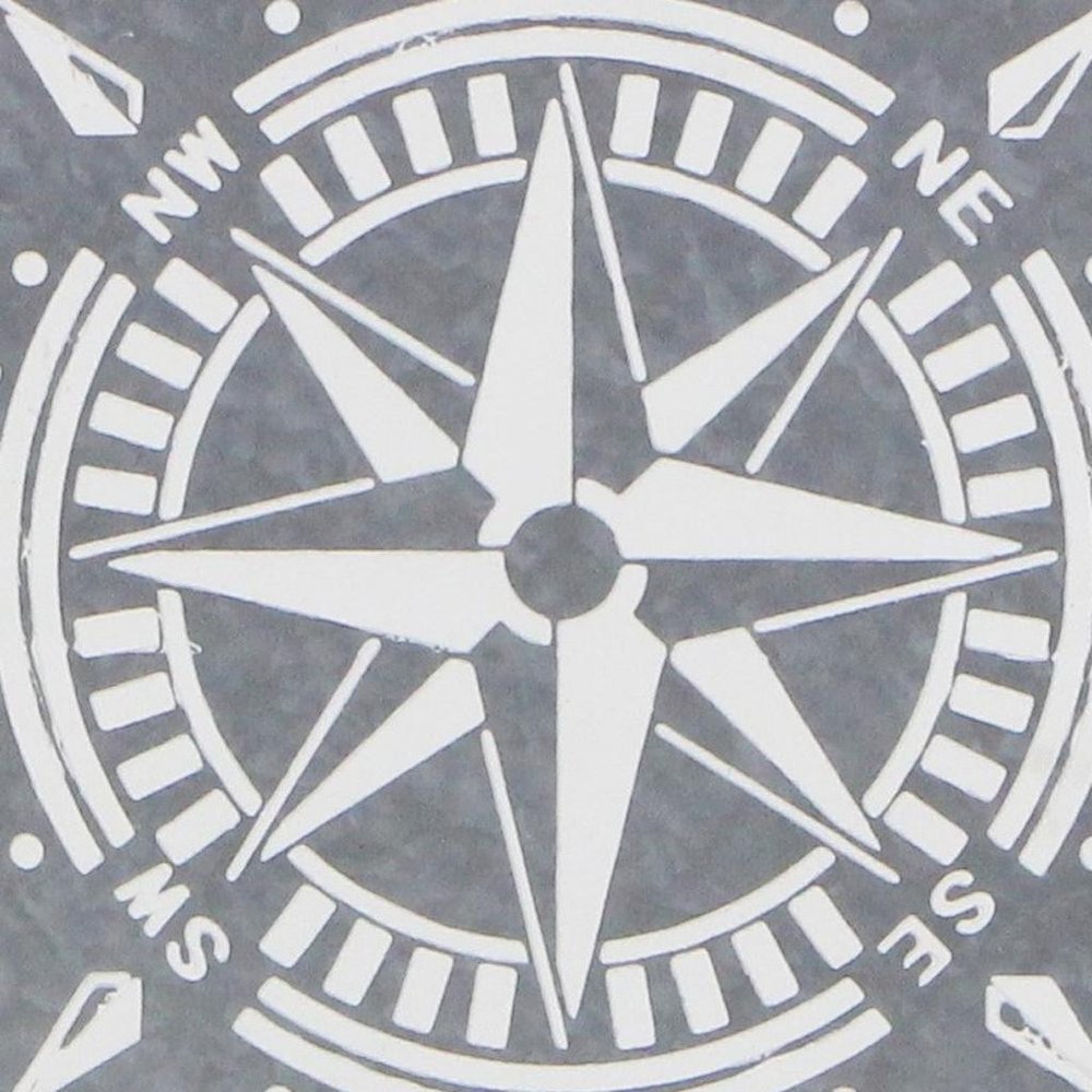 17" X 17" Gray Compass Galvanized Metal And Wood Square Framed Art