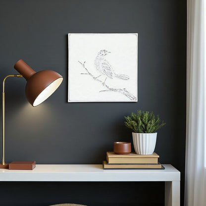 10" X 10" White Bird Metal Square Hanging Wall Decor