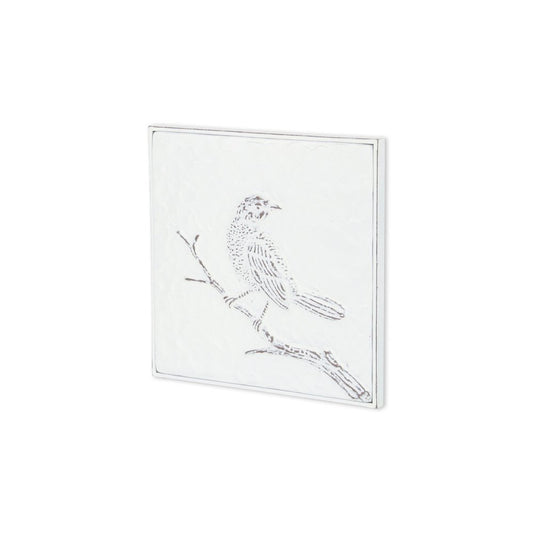 10" X 10" White Bird Metal Square Hanging Wall Decor