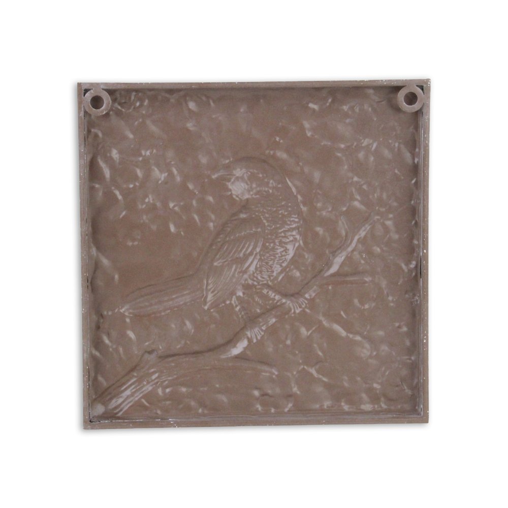 10" X 10" White Bird Metal Square Hanging Wall Decor