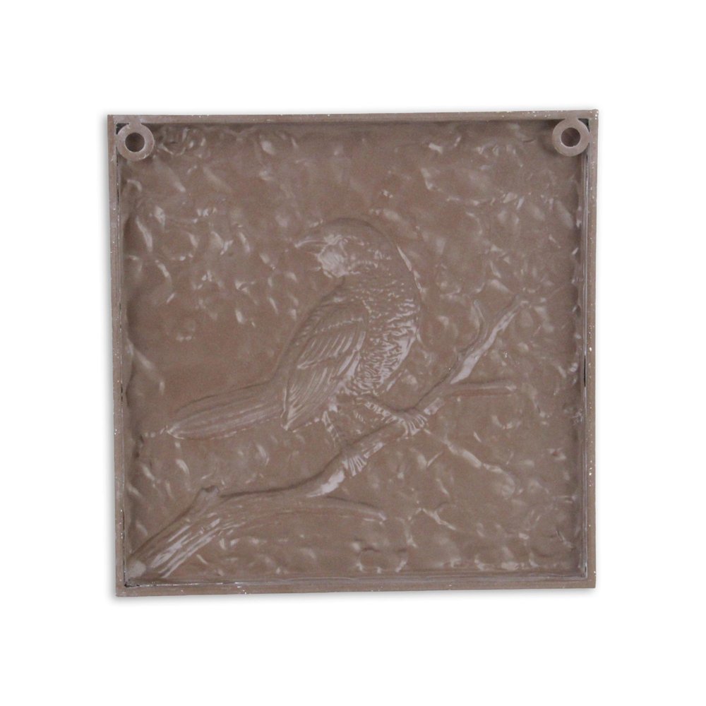 10" X 10" White Bird Metal Square Hanging Wall Decor