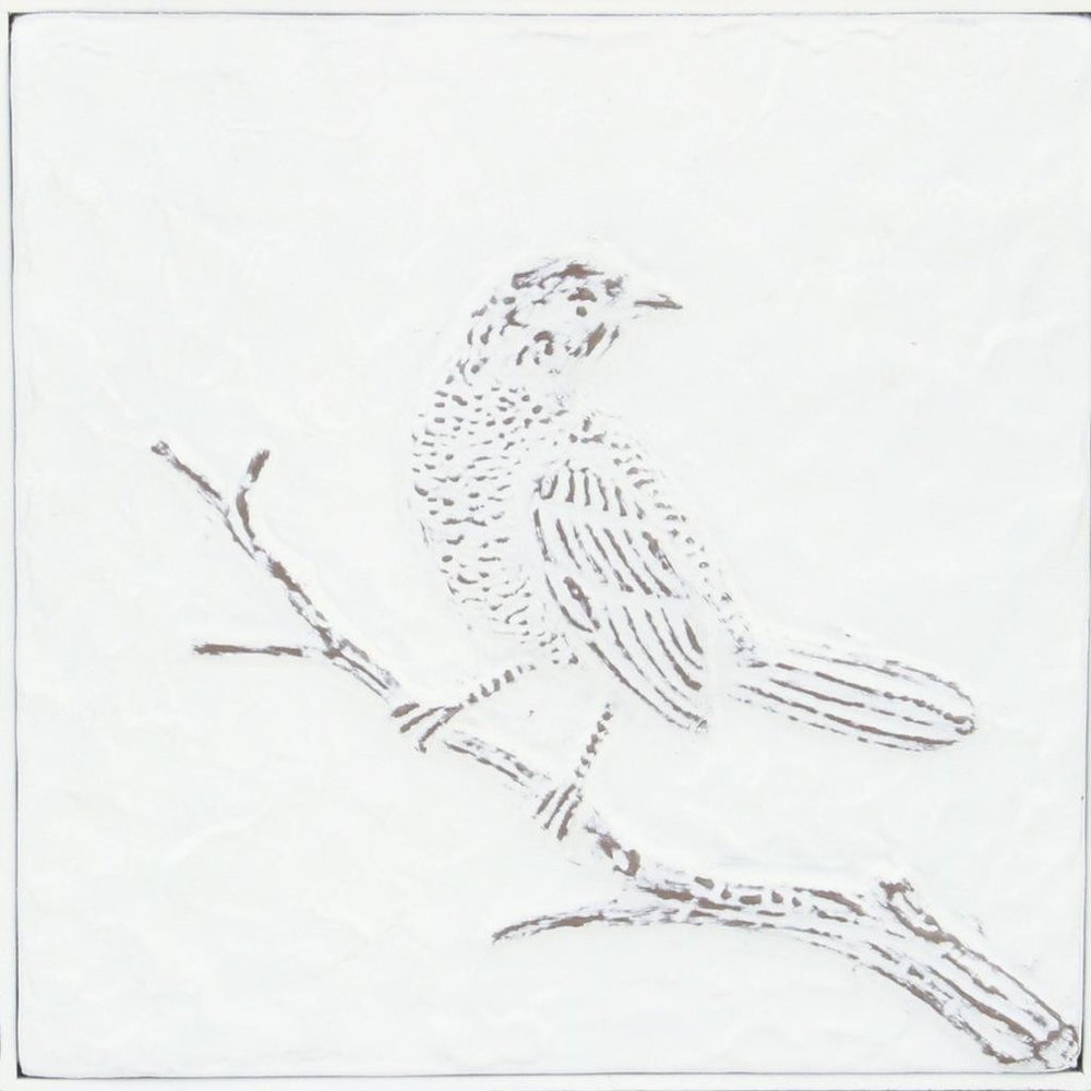 10" X 10" White Bird Metal Square Hanging Wall Decor