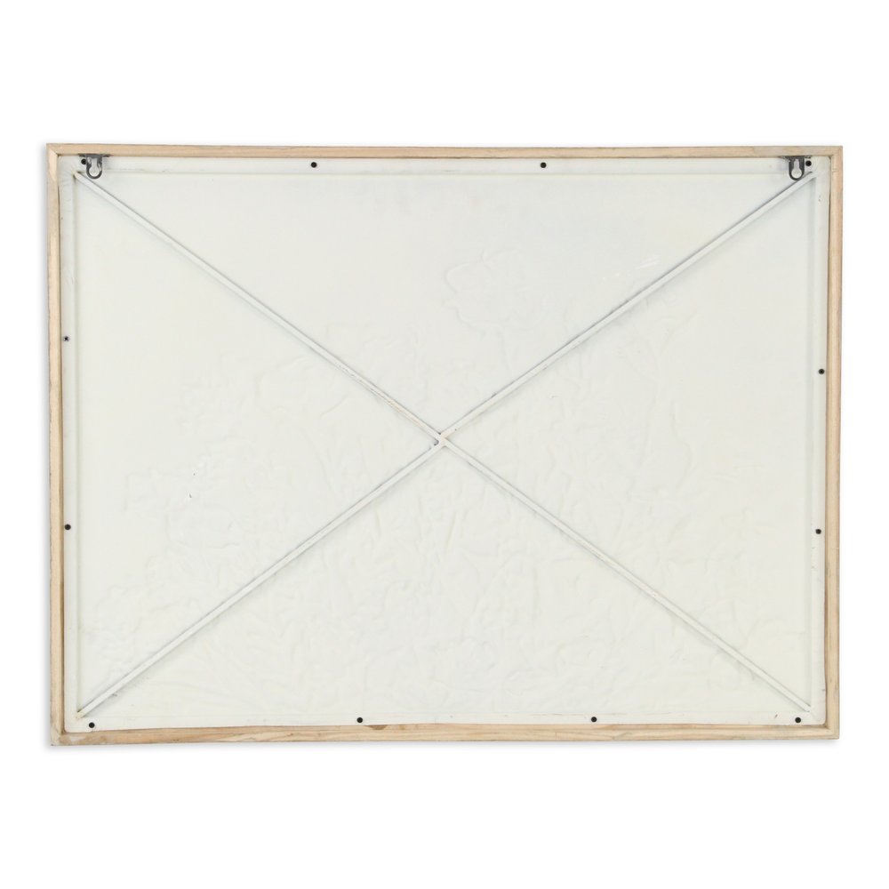 24" X 32" Natural And White Flower Bouquet Metal And Wood Framed Art