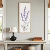 32" X 12" Natural White And Lavender Floral Wood Framed Art