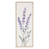32" X 12" Natural White And Lavender Floral Wood Framed Art