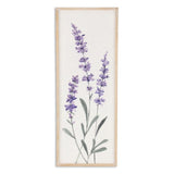 32" X 12" Natural White And Lavender Floral Wood Framed Art