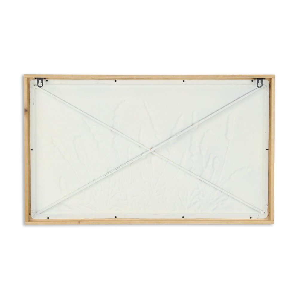 16" X 26" Natural White And Lavender Floral Wood Framed Art