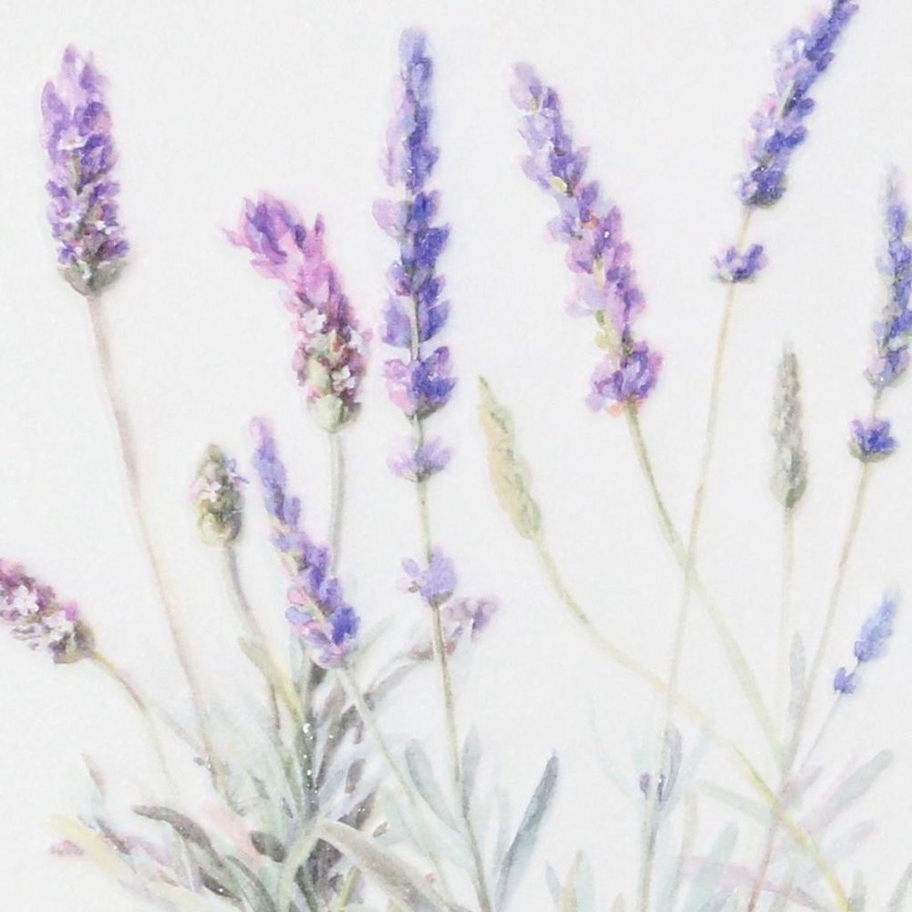 16" X 26" Natural White And Lavender Floral Wood Framed Art