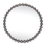 24" Dark Gray Iron Beaded Round Accent Mirror