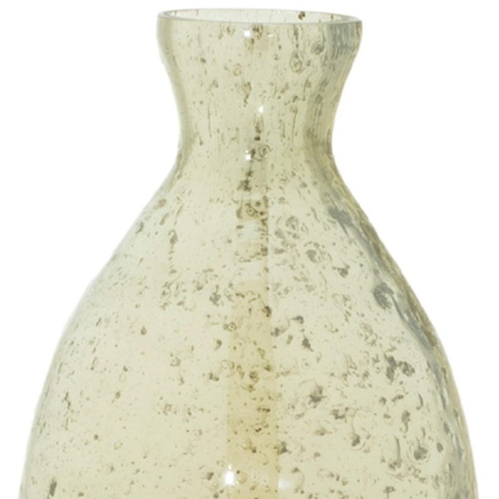 Set of Three Sage Green Seeded Bubble Glass Table Vases