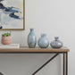 Set of Three Blue And Gray Seeded Glass Table Vases