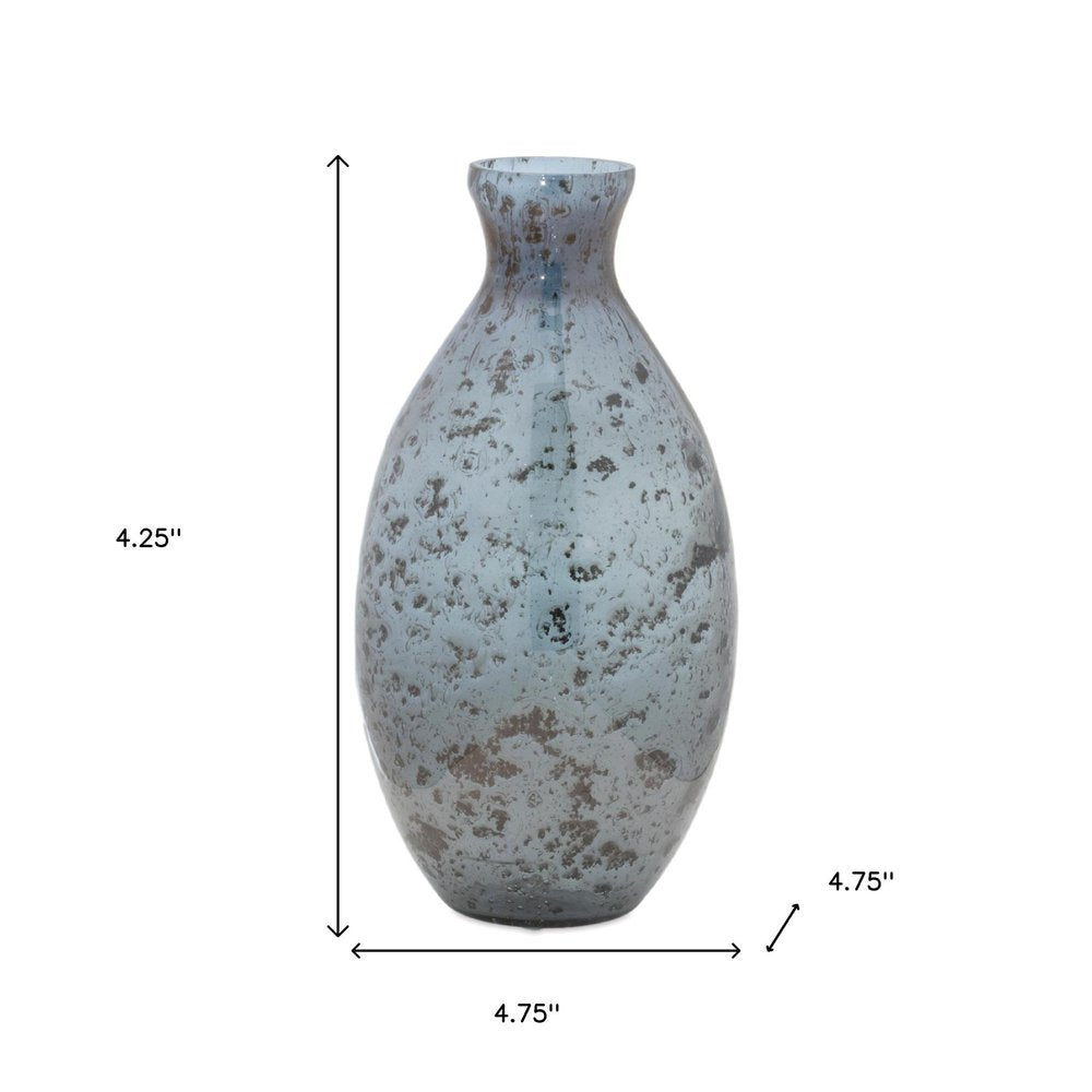 Set of Three Blue And Gray Seeded Glass Table Vases