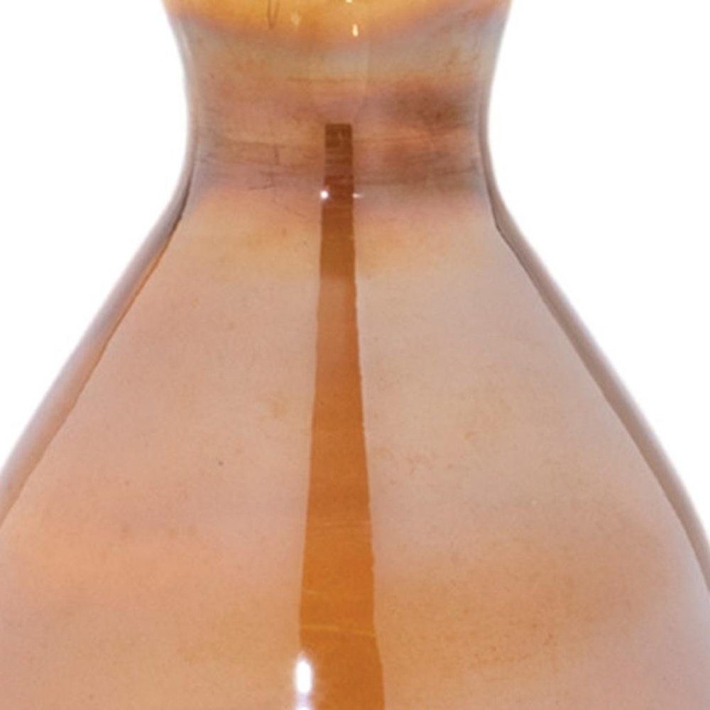 Set of Three Beige And Brown Crackle Glaze Glass Table Vases