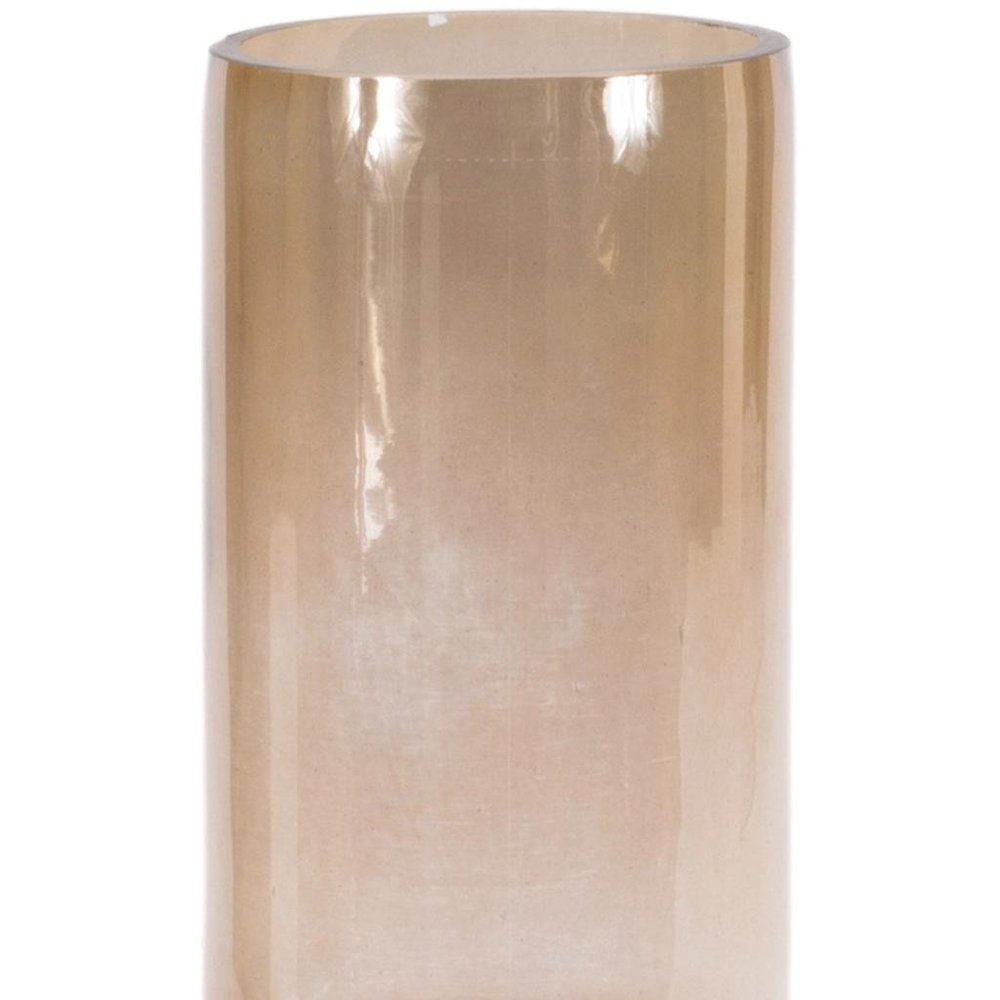 Set of Two Translucent Taupe Glass Cylinder Table Vases