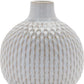 Set of Four Natural And Off White Ceramic Bud Vases With Sculptural Details